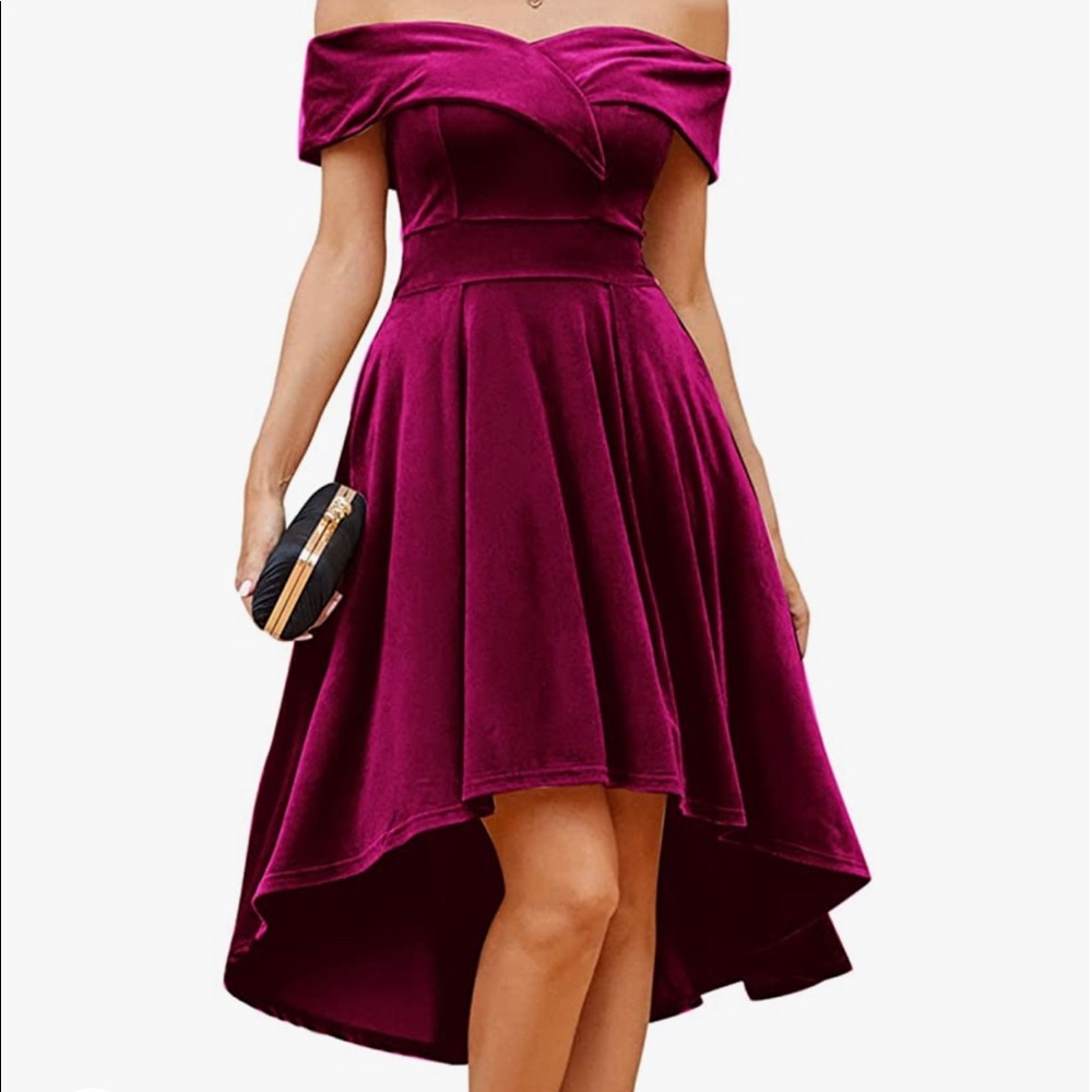 NWT Women's Off Shoulder High Low A-Line Dress Size:M